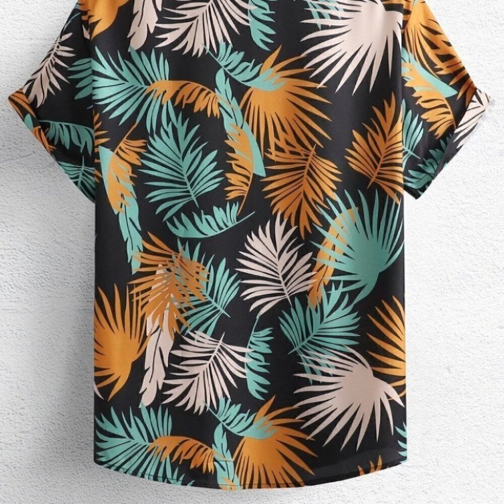 Black Mens Button Up Tee Shirt - Picture 4 of 7